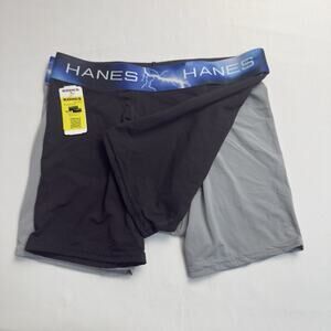 Hanes Sport X-Temp Boxer Briefs Men's Small Tagless 2-Pack Black Gray Polyester